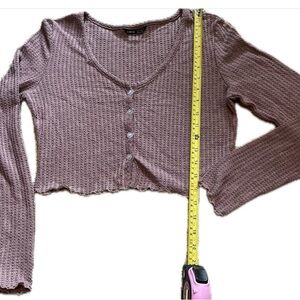 SHEIN mauve Ribbed Long Sleeve Crop Top